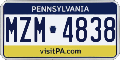 PA license plate MZM4838