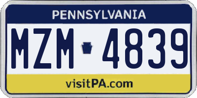 PA license plate MZM4839