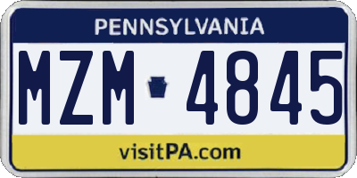 PA license plate MZM4845