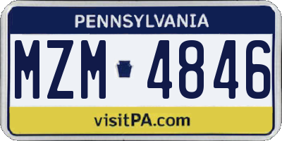 PA license plate MZM4846