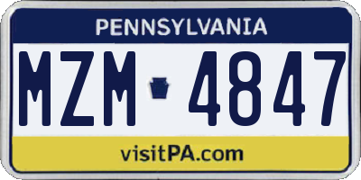 PA license plate MZM4847