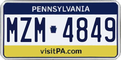 PA license plate MZM4849