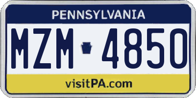 PA license plate MZM4850