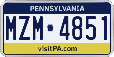 PA license plate MZM4851