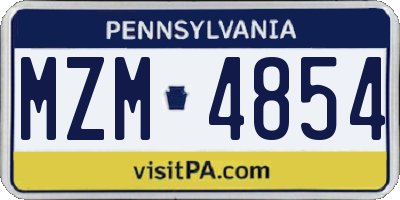 PA license plate MZM4854