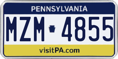 PA license plate MZM4855