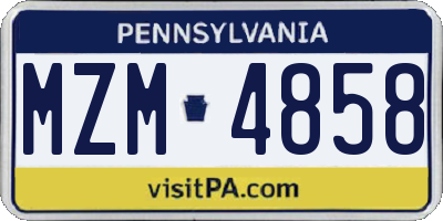 PA license plate MZM4858