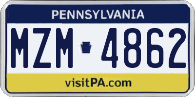 PA license plate MZM4862