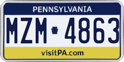 PA license plate MZM4863
