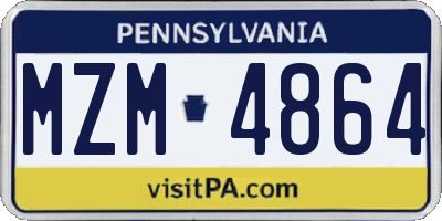 PA license plate MZM4864