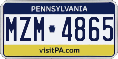 PA license plate MZM4865