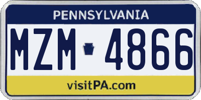 PA license plate MZM4866