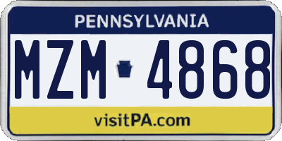 PA license plate MZM4868