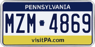PA license plate MZM4869