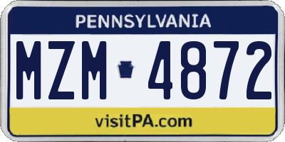 PA license plate MZM4872