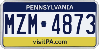 PA license plate MZM4873