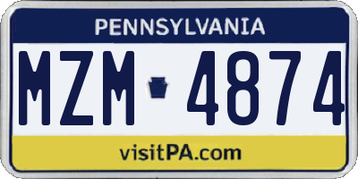 PA license plate MZM4874