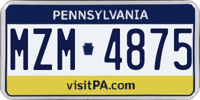 PA license plate MZM4875