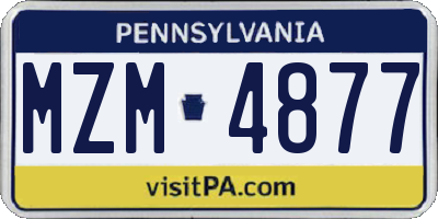 PA license plate MZM4877