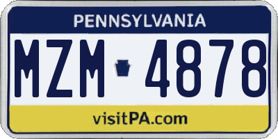 PA license plate MZM4878
