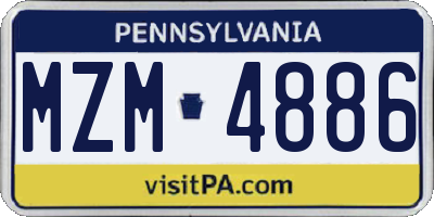 PA license plate MZM4886
