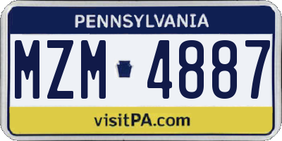 PA license plate MZM4887