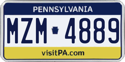 PA license plate MZM4889