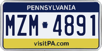 PA license plate MZM4891