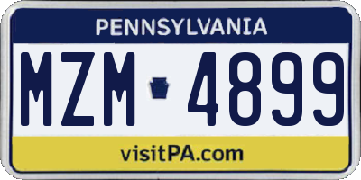 PA license plate MZM4899