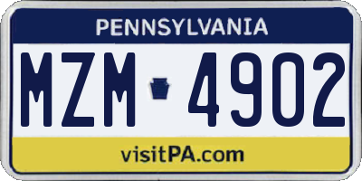 PA license plate MZM4902
