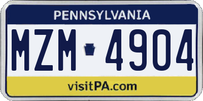 PA license plate MZM4904