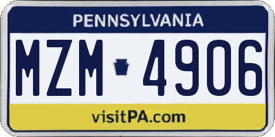 PA license plate MZM4906