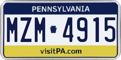 PA license plate MZM4915