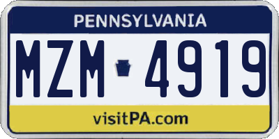 PA license plate MZM4919