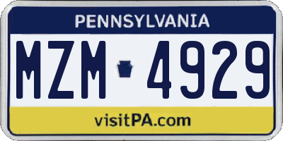 PA license plate MZM4929