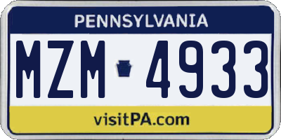 PA license plate MZM4933