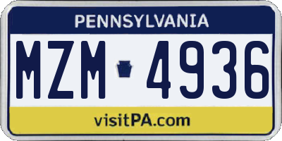 PA license plate MZM4936