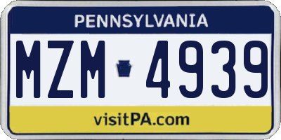 PA license plate MZM4939