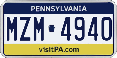 PA license plate MZM4940