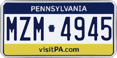 PA license plate MZM4945