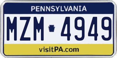 PA license plate MZM4949