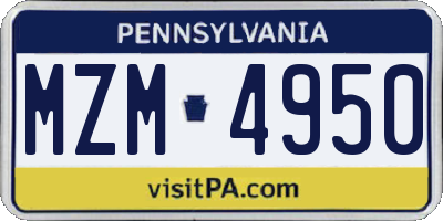 PA license plate MZM4950