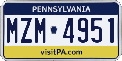 PA license plate MZM4951