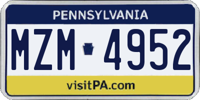 PA license plate MZM4952