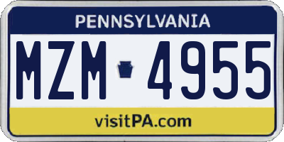 PA license plate MZM4955
