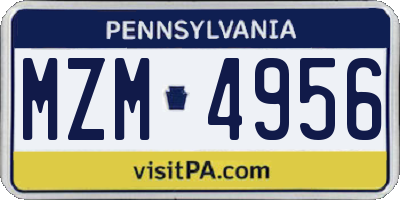 PA license plate MZM4956