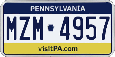 PA license plate MZM4957
