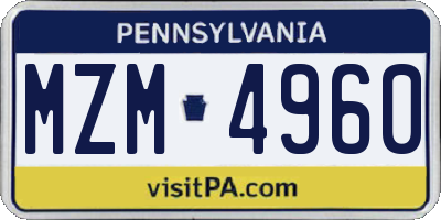 PA license plate MZM4960