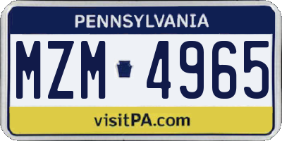 PA license plate MZM4965