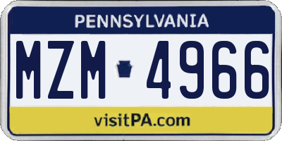 PA license plate MZM4966